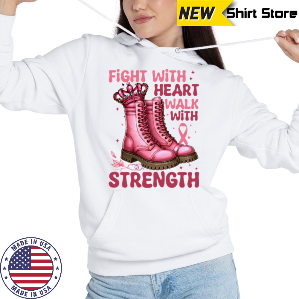 Breast Cancer Boots Pink Ribbon October Awareness Month Walk Pullover Shirt Hoodie