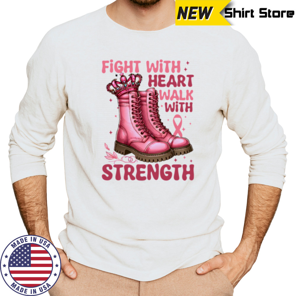 Breast Cancer Boots Pink Ribbon October Awareness Month Walk Pullover Shirt Long Sleeved