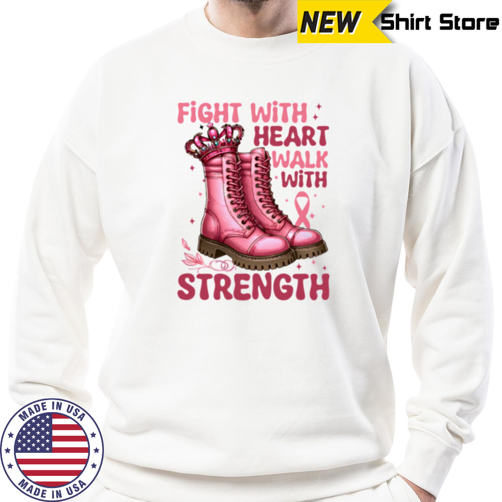 Breast Cancer Boots Pink Ribbon October Awareness Month Walk Pullover Shirt Sweatshirt