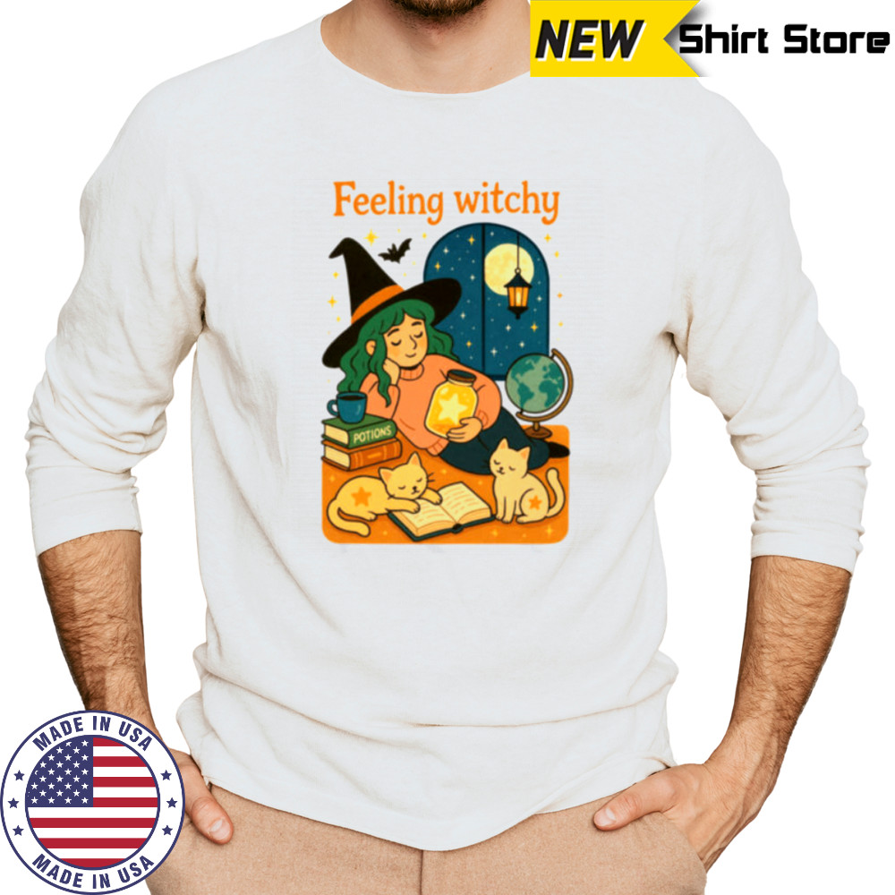 Feeling Witchy Magical Cozy Night Vibes Shirt Long Sleeved