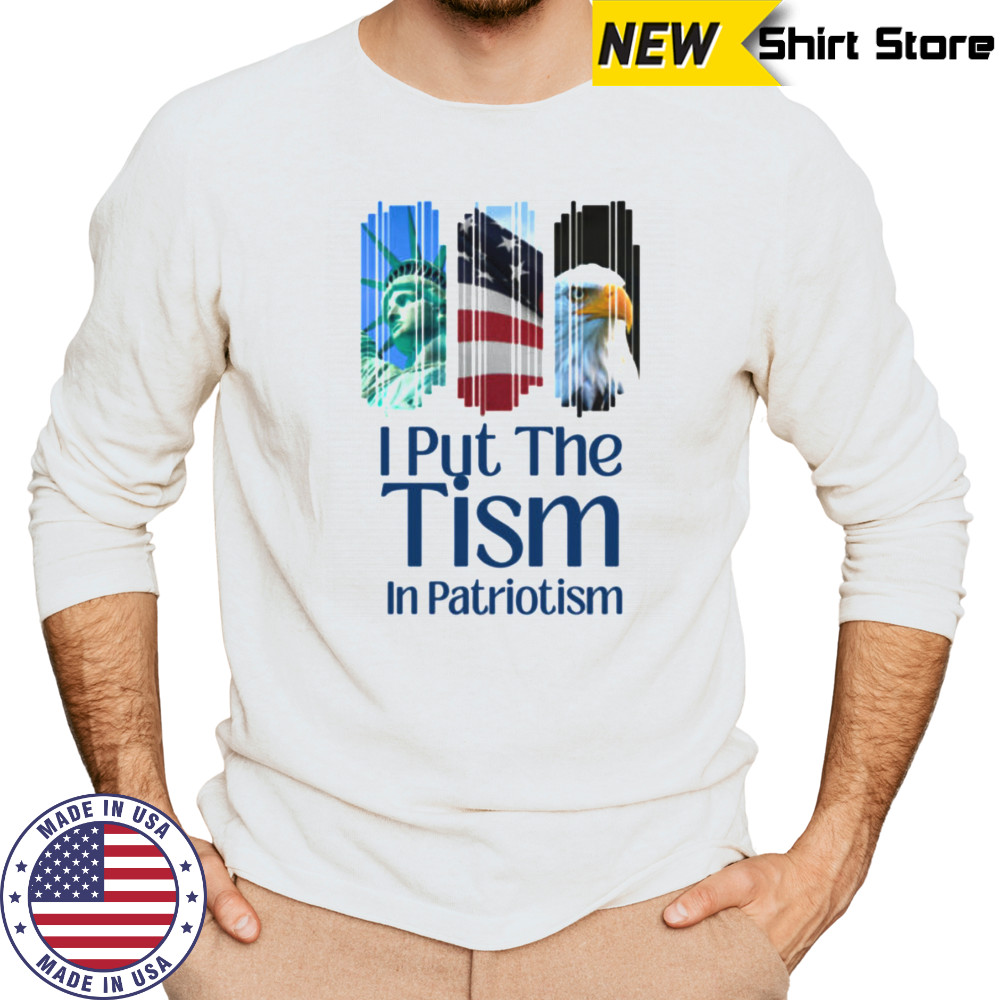 I Put The Tism In Patriotism Retro Autism Support USA Shirt Long Sleeved