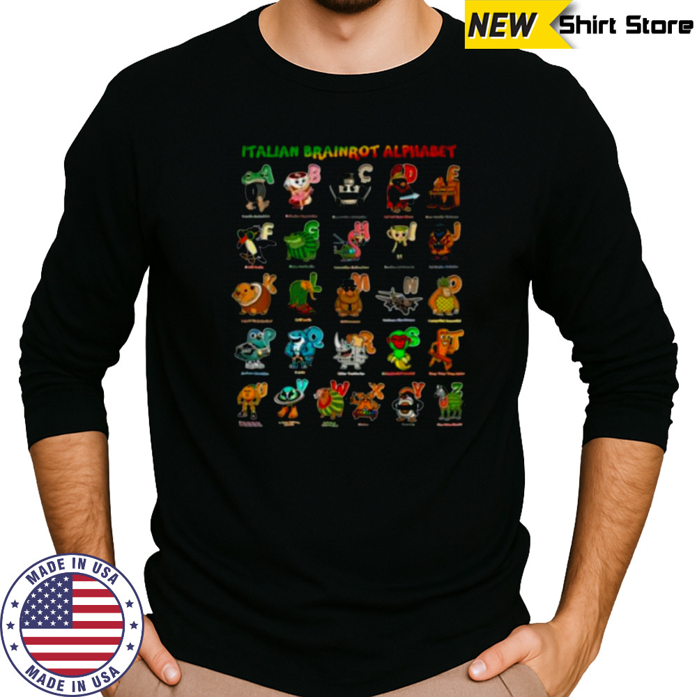Italian BRAINROT Alphabet Meme Genz Character Shirt Long Sleeved