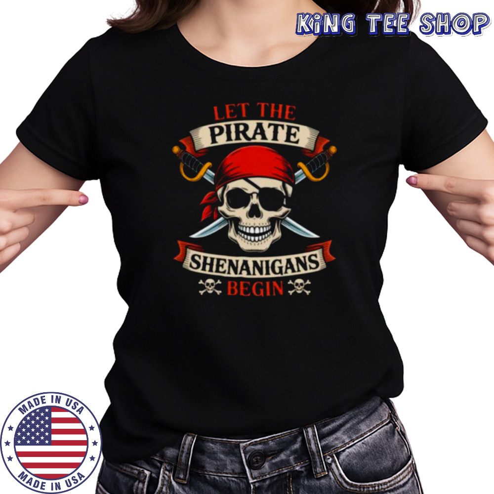 Let The Pirate Shenanigans Begin Halloween Skull Bandana Boy Shirt Women's T-shirt