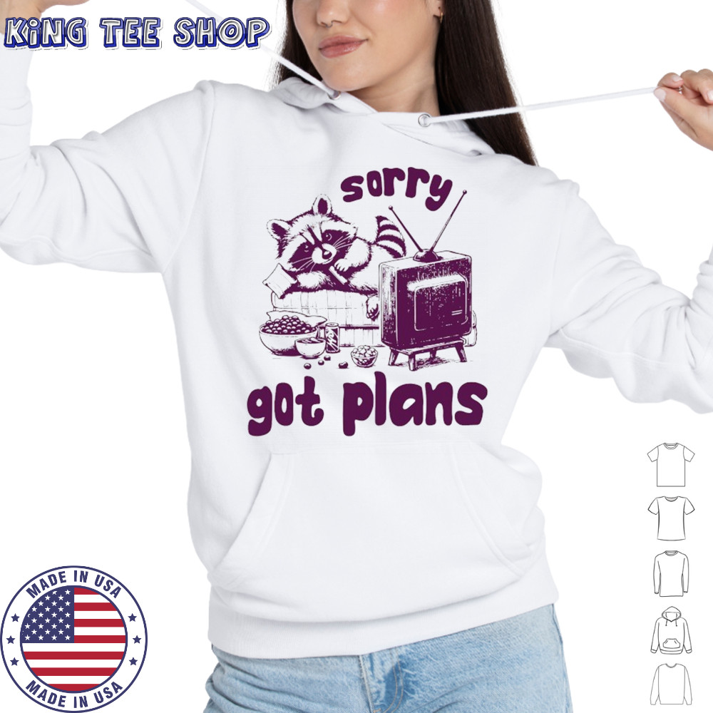 Raccoon watch TV sorry got plans shirt Hoodie