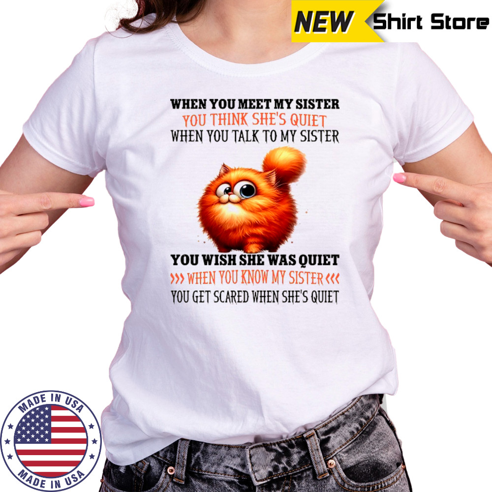 Cat when you meet my sister you think she’s quiet when you talk to my sister shirt Women's T-shirt