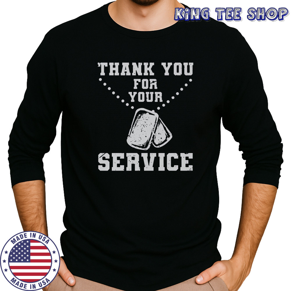 Thank You For Your Service Dog Tag T-Shirt Long Sleeved