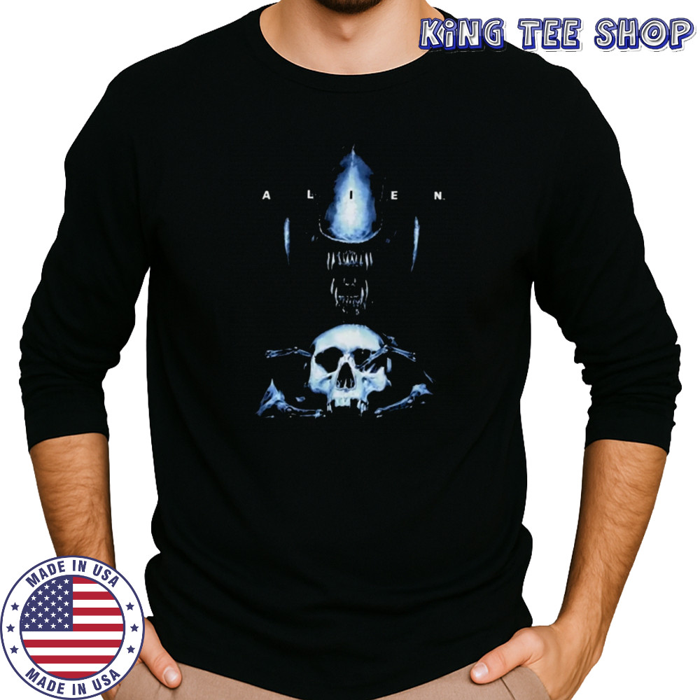 Alien Xenomorph And Skull T-Shirt Long Sleeved