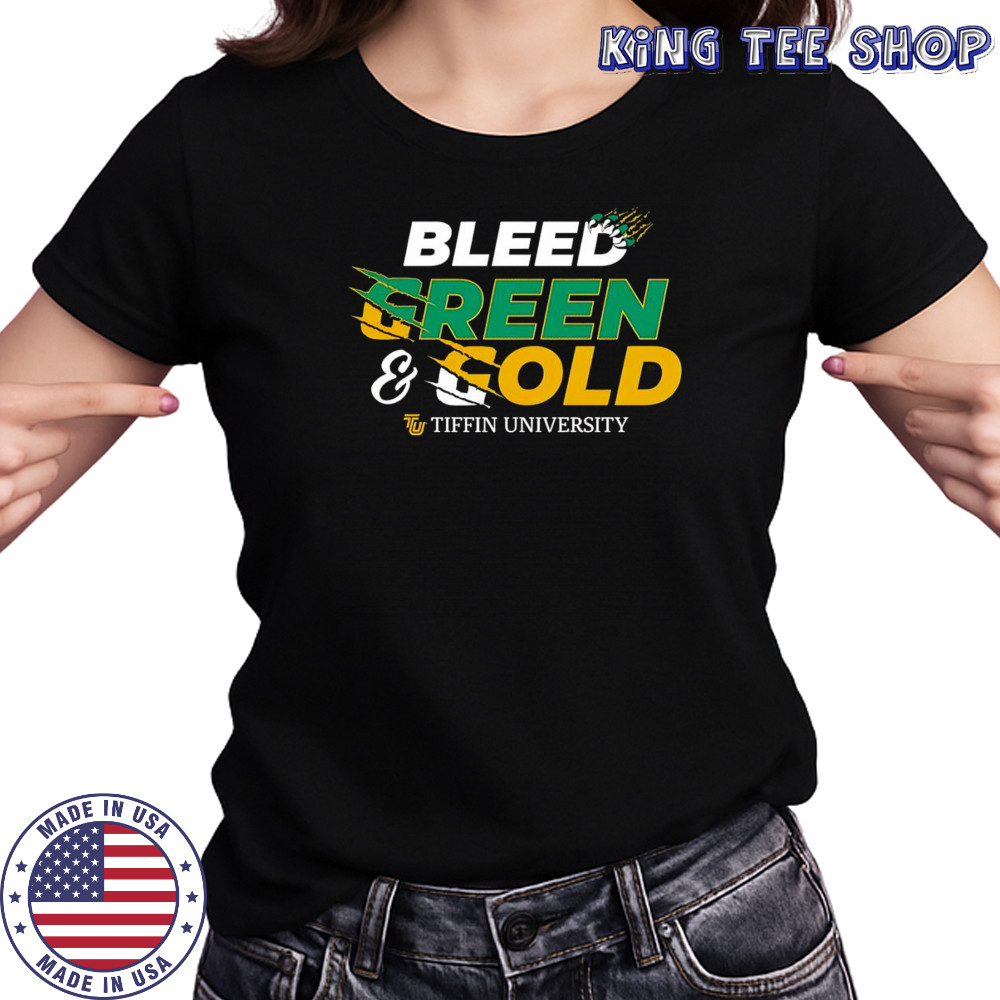 Bleed green and gold Tiffin University shirt Women's T-shirt