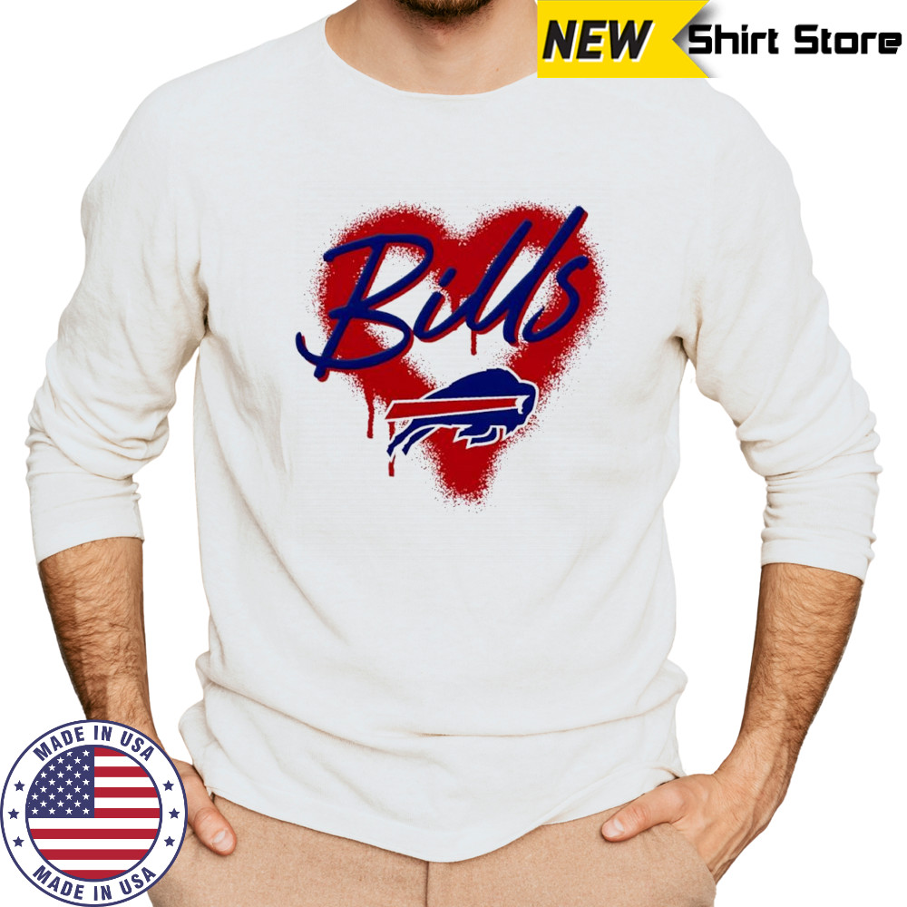 Buffalo Bills Natural Spray Heart Boxy paint shirt Long Sleeved