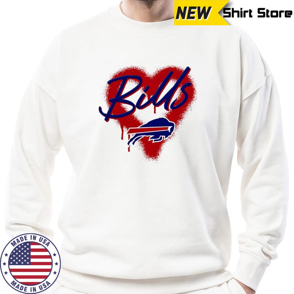 Buffalo Bills Natural Spray Heart Boxy paint shirt Sweatshirt