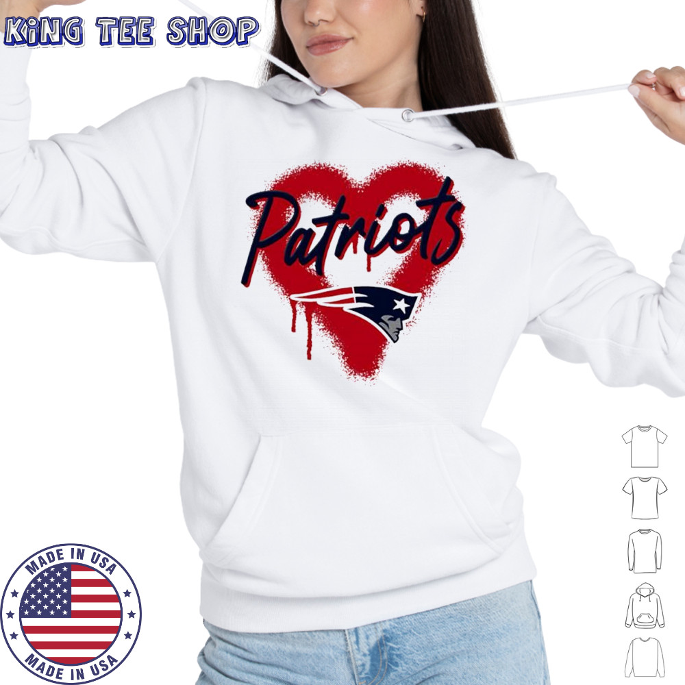 New England Patriots Natural Spray Heart Boxy paint shirt Hoodie