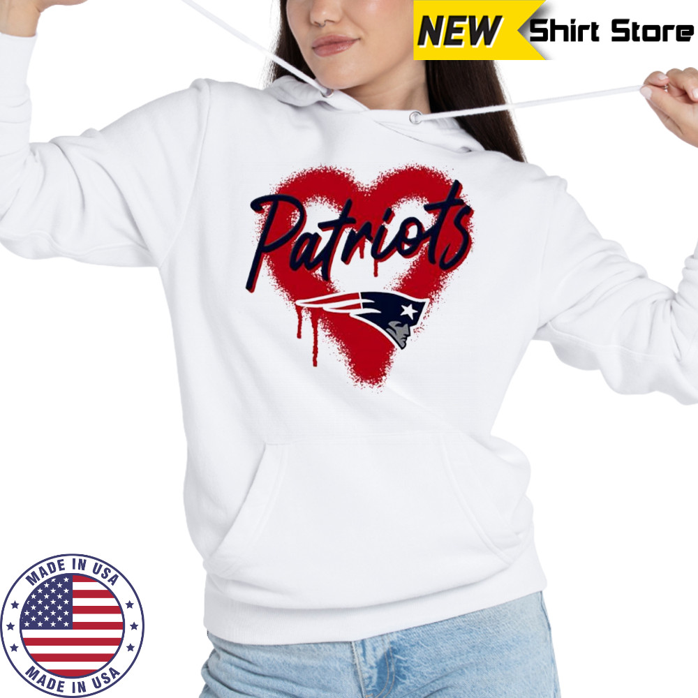New England Patriots Natural Spray Heart Boxy paint shirt Hoodie