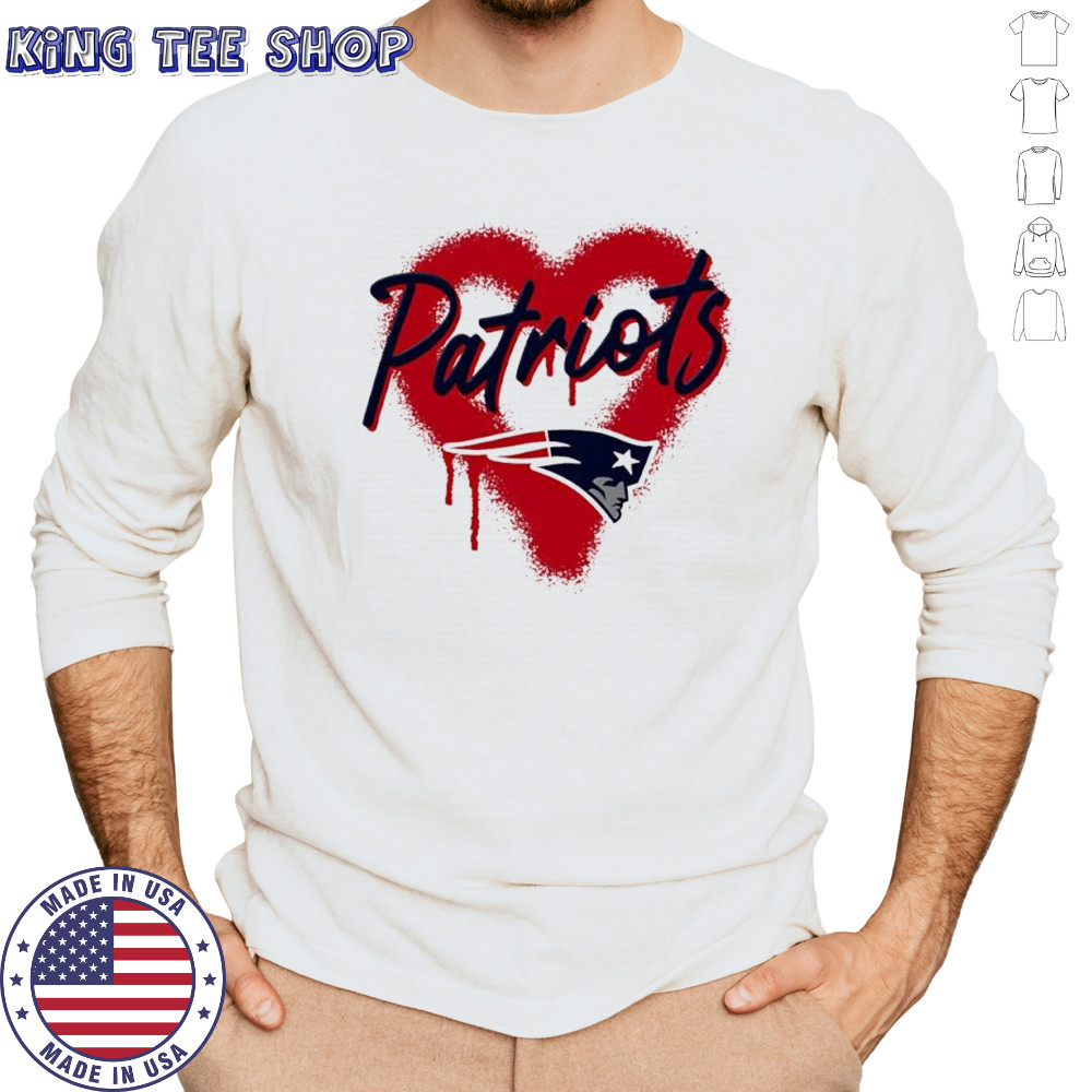 New England Patriots Natural Spray Heart Boxy paint shirt Long Sleeved