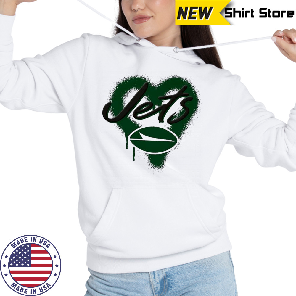 New York Jets Natural Spray Heart Boxy paint shirt Hoodie