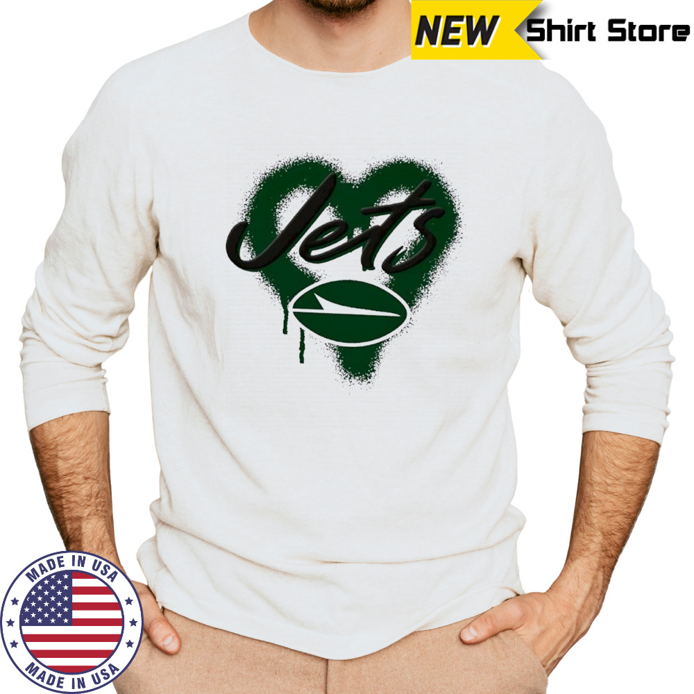 New York Jets Natural Spray Heart Boxy paint shirt Long Sleeved