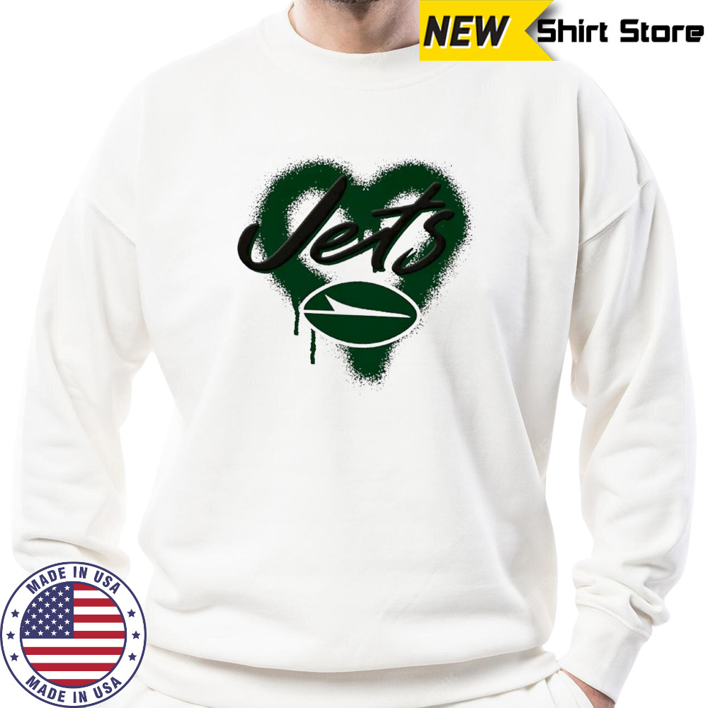 New York Jets Natural Spray Heart Boxy paint shirt Sweatshirt