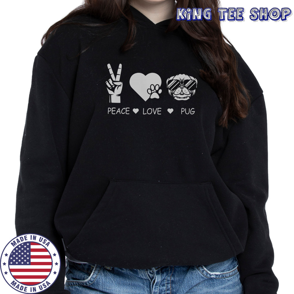 Peace Love Pug Premium T-Shirt Hoodie