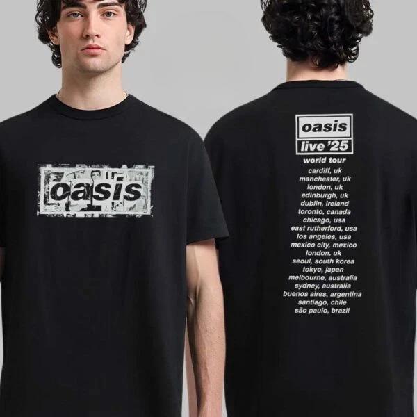 oasis live'25 オフィシャルTシャツ XL Oasis Live 25 World Tour Box Logo UK Design With Tour Dates