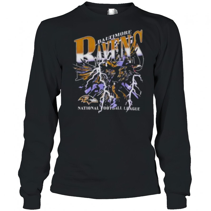 Baltimore Ravens national football league crow lighting graphic shirt Long Sleeved