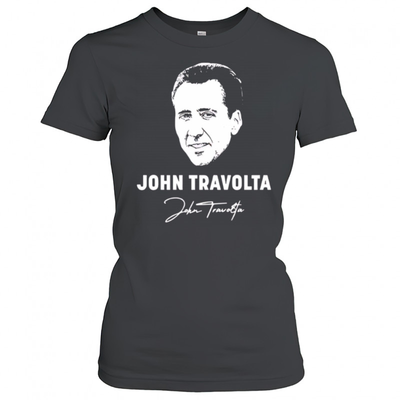 Big Head John Travolta Nicolas Cage Gradient signature shirt Women's T-shirt