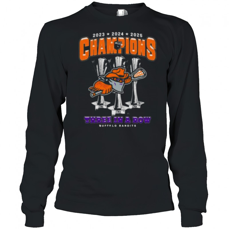 Buffalo Bandits Three In a Row NLL Championship Shirt Long Sleeved