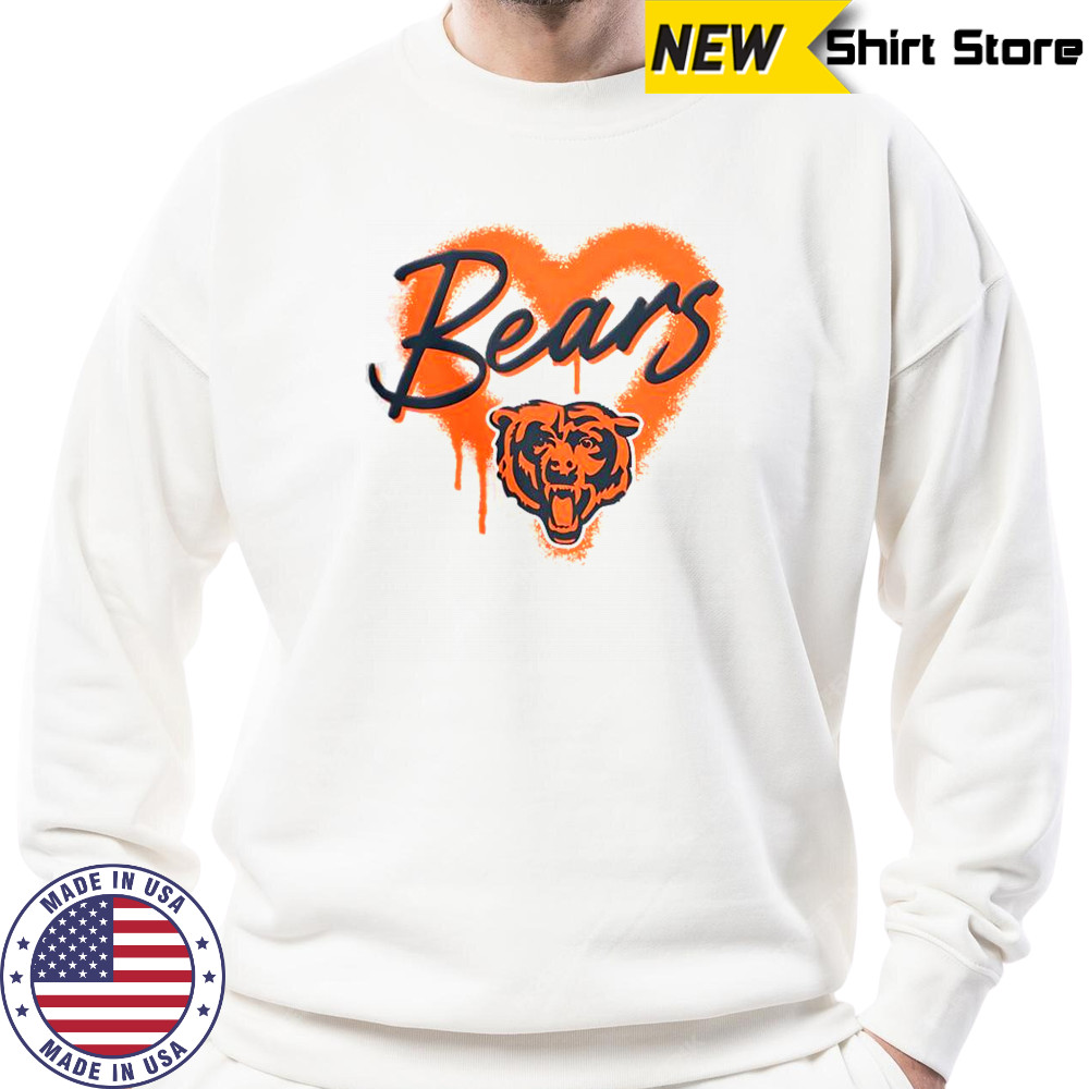 Chicago Bears Football Spray Heart T-Shirt Sweatshirt