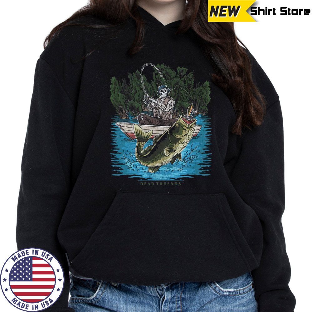 Dead Threads Skeleton Bass Fishing Graphic T Shirt Hoodie
