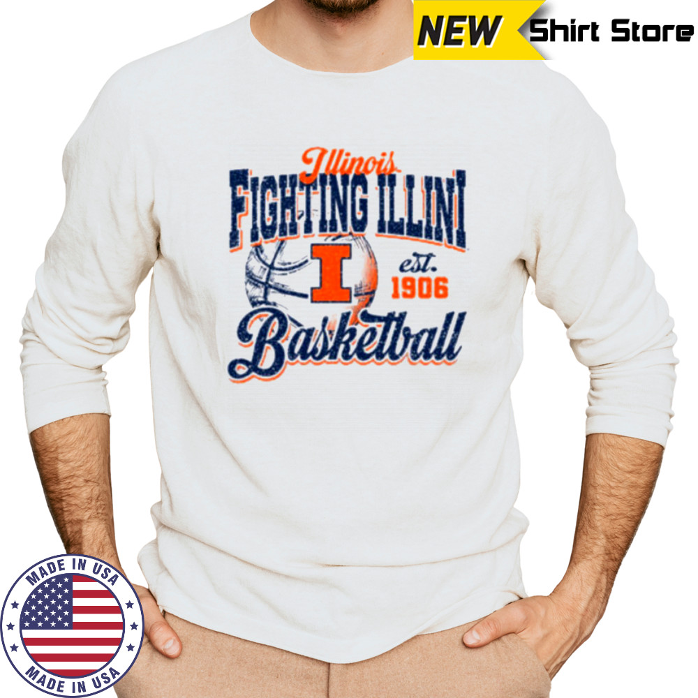 Illinois Basketball Shirt Retro Long Sleeved