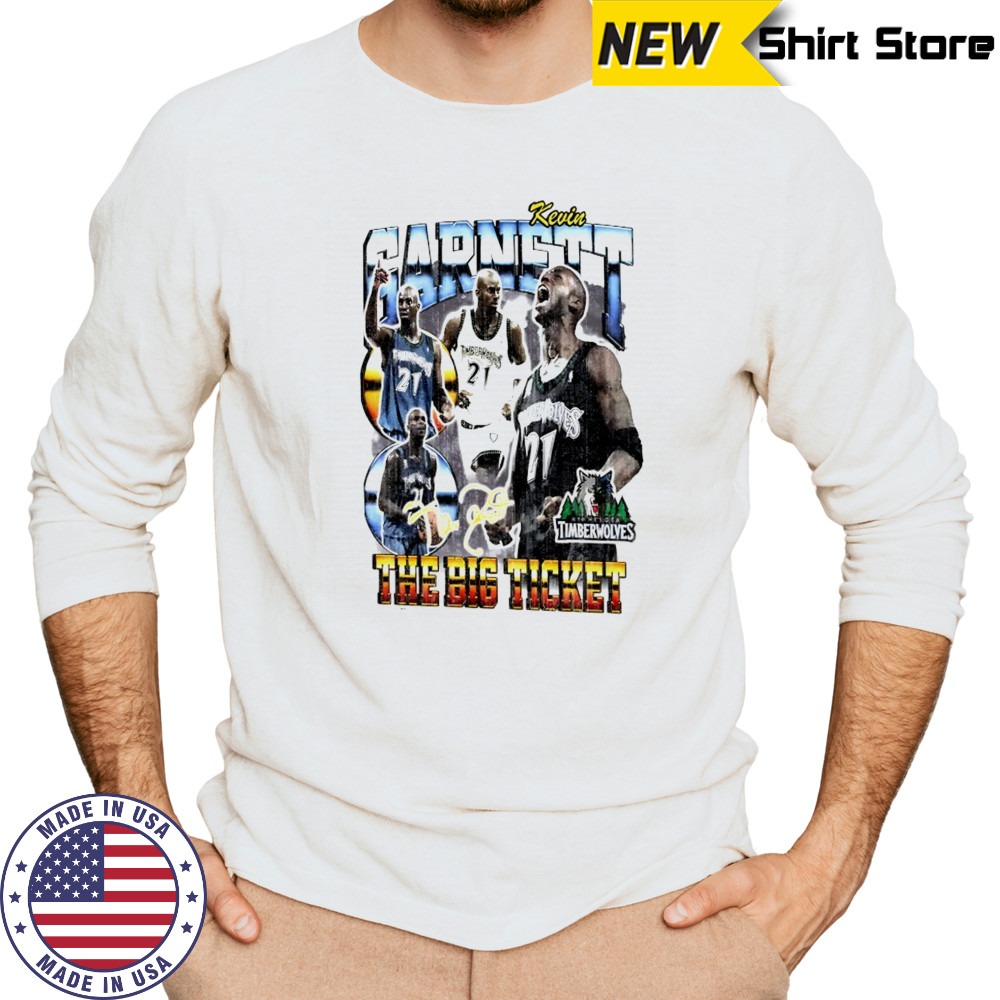 Kevin Garnett Minnesota Timberwolves Hardwood Classics commemorative player collage shirt Long Sleeved