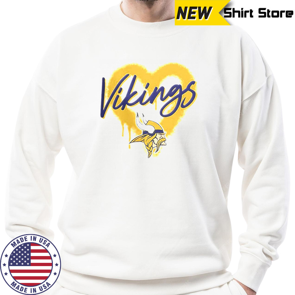 Minnesota Vikings Football Spray Heart T-Shirt Sweatshirt