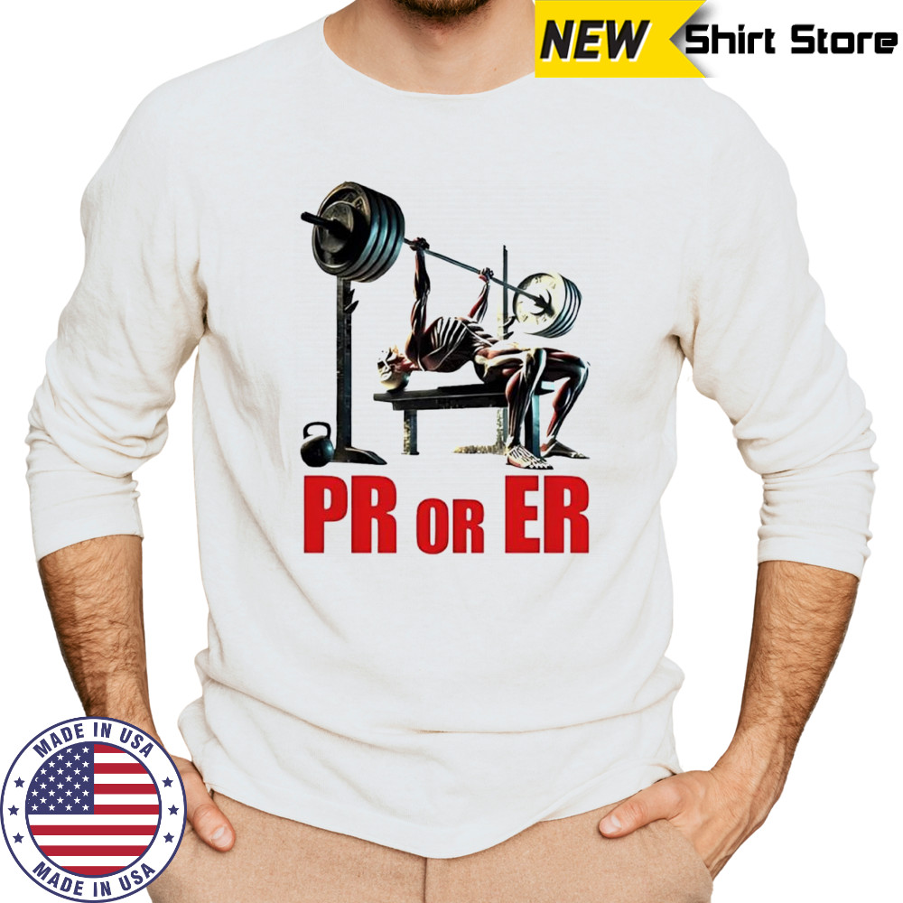 PR or ER skeleton weightlifting gym shirt Long Sleeved