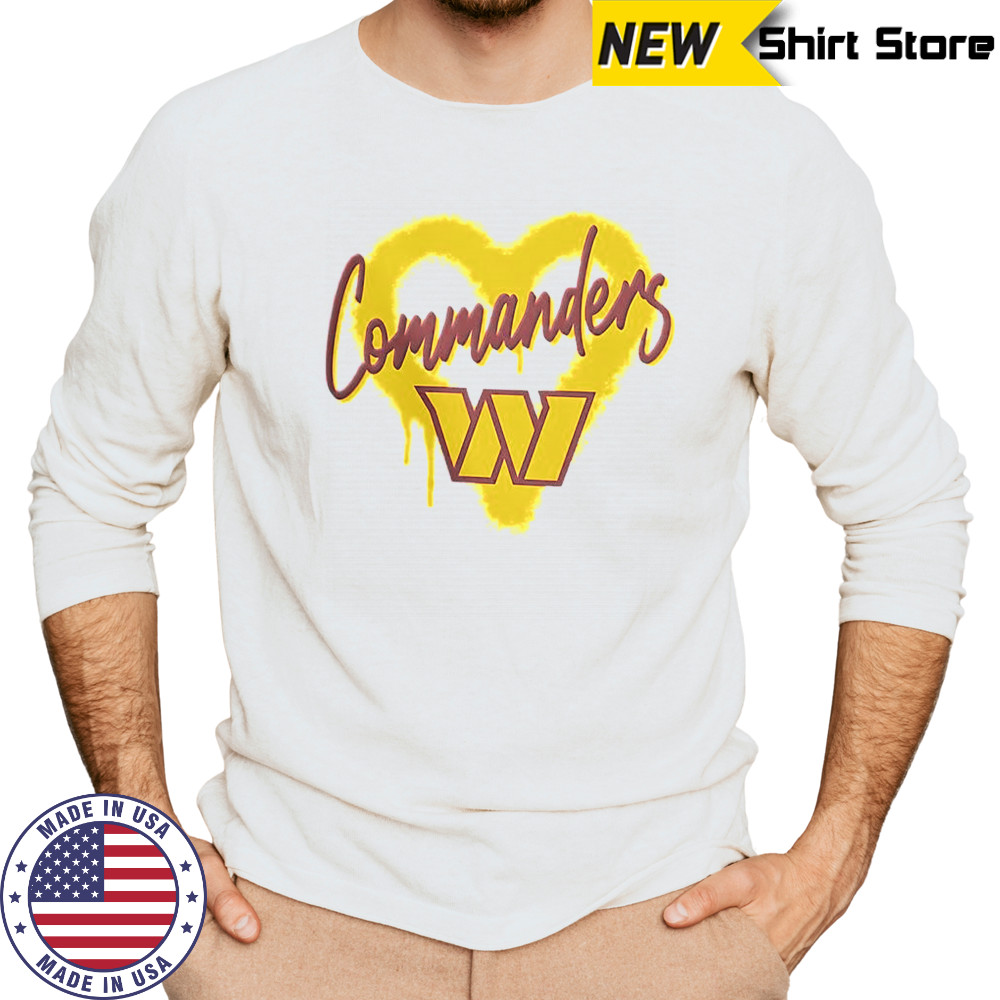 Washington Commanders Football Spray Heart T-Shirt Long Sleeved