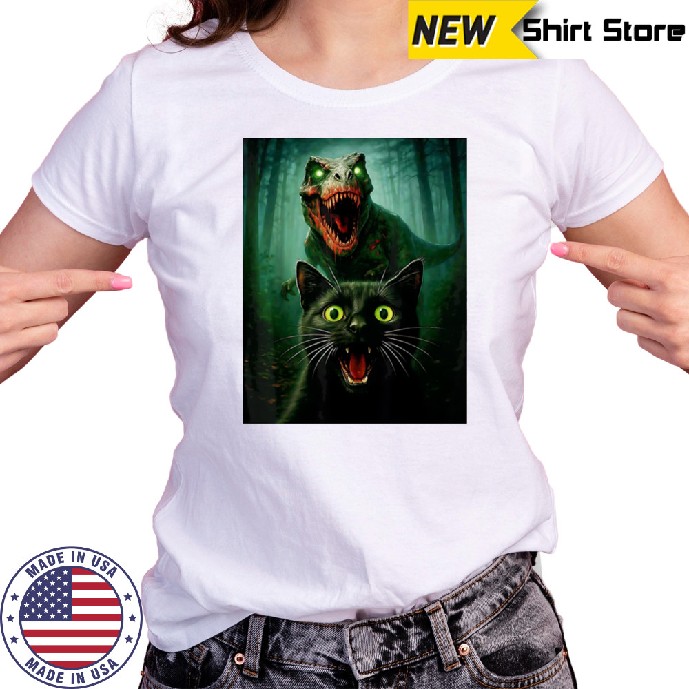 Zombie T-Rex and Cat selfie Halloween shirt Women's T-shirt