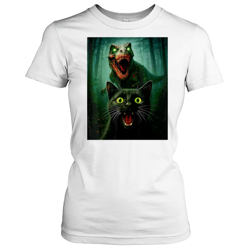 Zombie T-Rex and Cat selfie Halloween shirt Women's T-shirt
