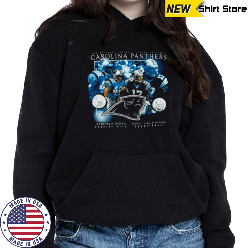 00’s Carolina Panthers Jake Delhomme Stephen Davis Vintage Black Star Players NFL Shirt Hoodie