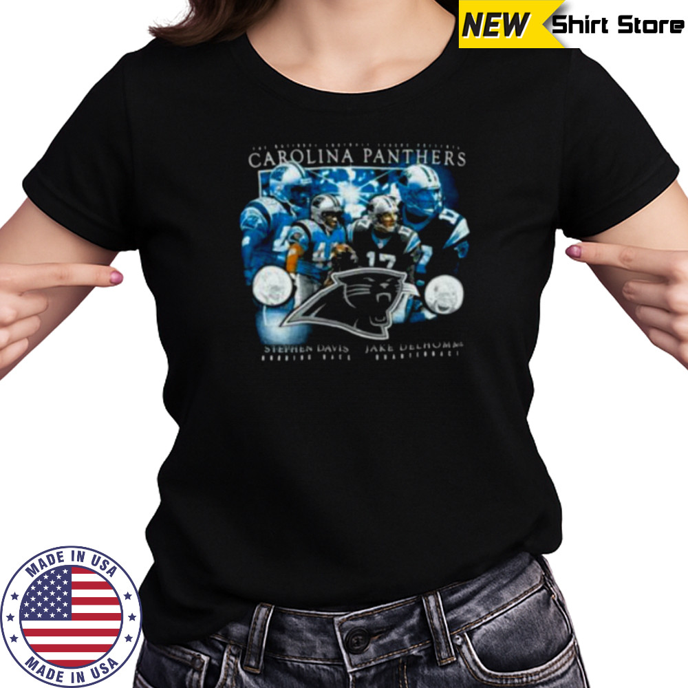 00’s Carolina Panthers Jake Delhomme Stephen Davis Vintage Black Star Players NFL Shirt Women's T-shirt
