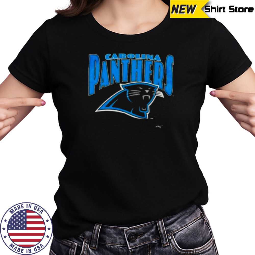 1993 Carolina Panthers Vintage Black Nutmeg Mills Big Logo Spellout NFL Shirt Women's T-shirt