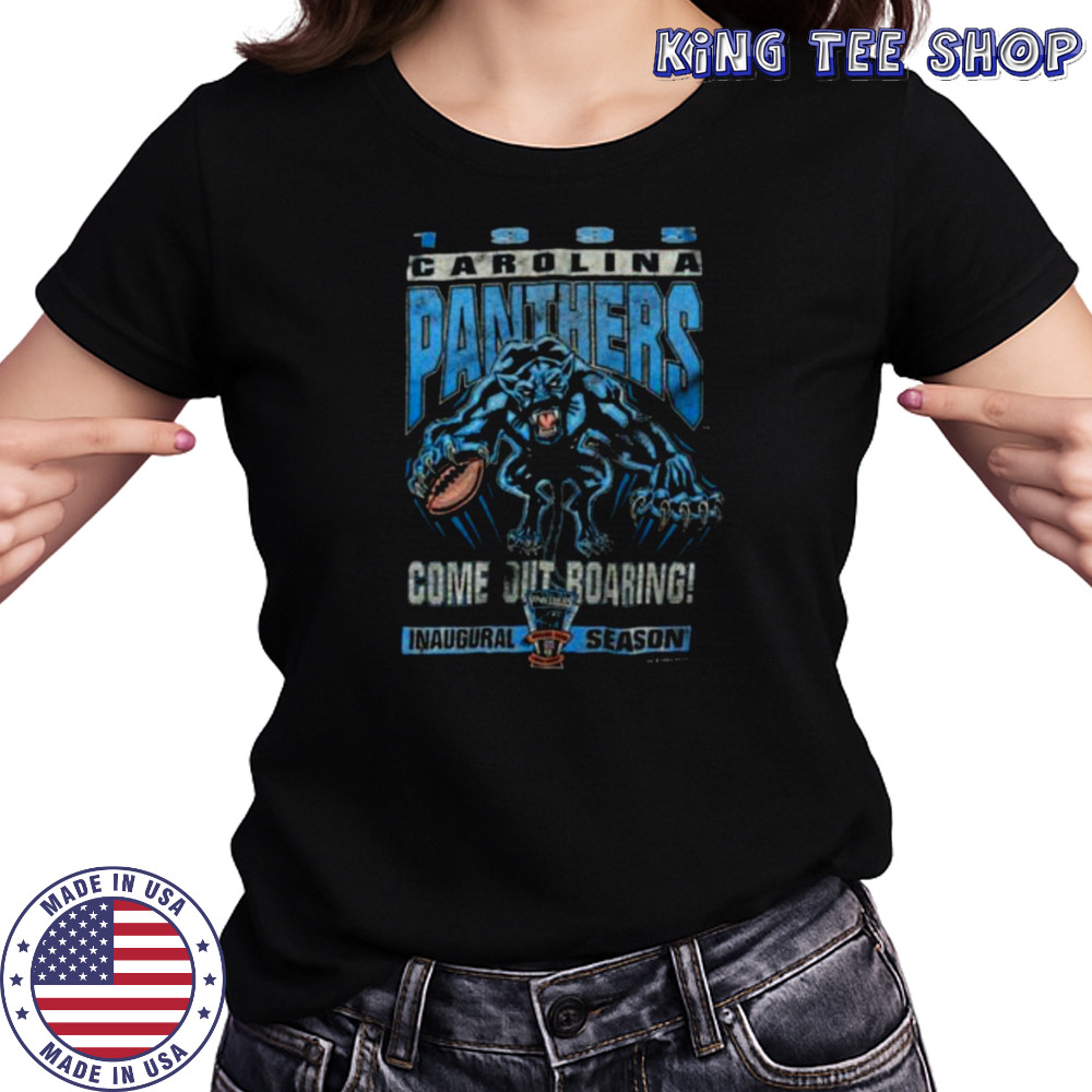 1995 Carolina Panthers Vintage Faded Black Inaugural Season Come Out Roaring Starter NFL Shirt Women's T-shirt