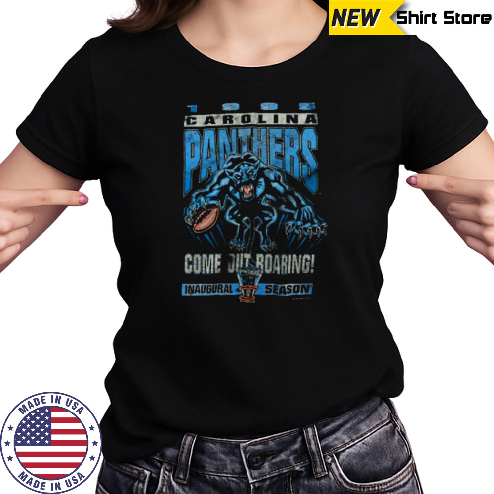 1995 Carolina Panthers Vintage Faded Black Inaugural Season Come Out Roaring Starter NFL Shirt Women's T-shirt