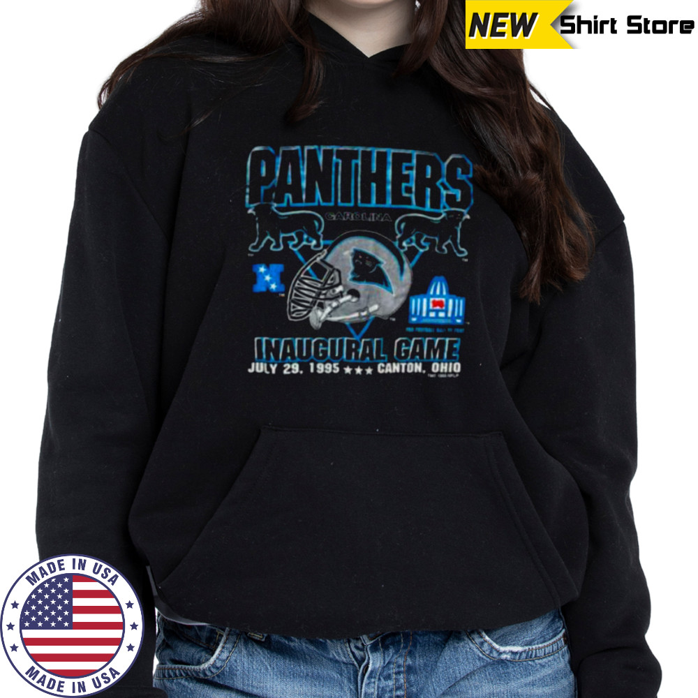 1995 Carolina Panthers Vintage Logo 7 Inaugural Season Hall of Fame Game Full Alternate Cat Logo NFL Shirt Hoodie