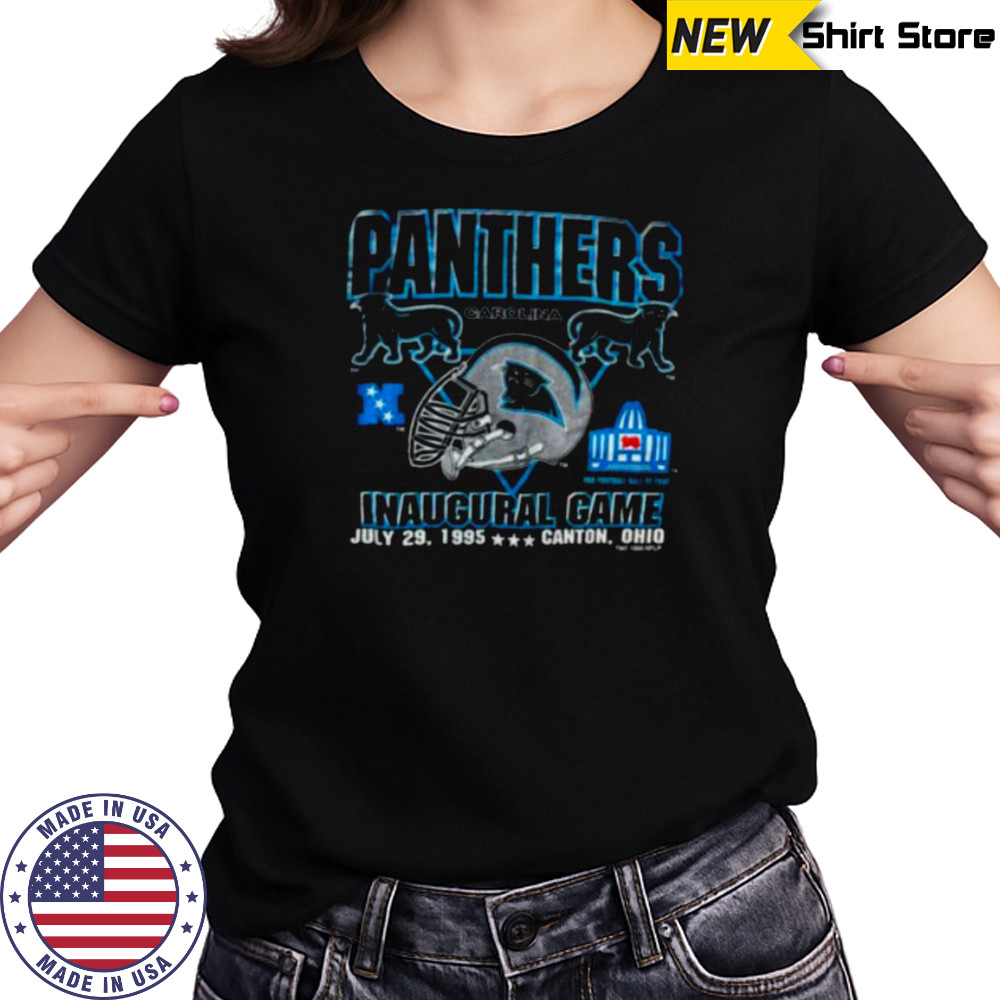 1995 Carolina Panthers Vintage Logo 7 Inaugural Season Hall of Fame Game Full Alternate Cat Logo NFL Shirt Women's T-shirt