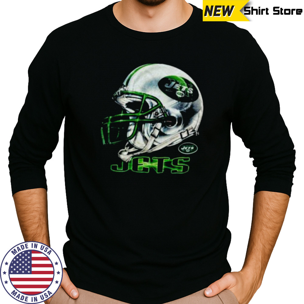 1996 New York Jets Vintage Black Lee Sport Realistic Helmet NFL Shirt Long Sleeved