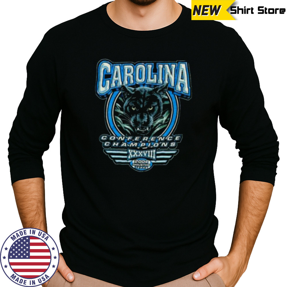 2004 Carolina Panthers Vintage NFC Conference Champions Realistic Cat Face NFL Shirt Long Sleeved