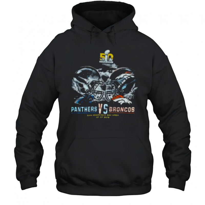 2016 Carolina Panthers vs. Denver Broncos Super Bowl 50 Helmet Match Up Faded Black NFL Shirt Hoodie