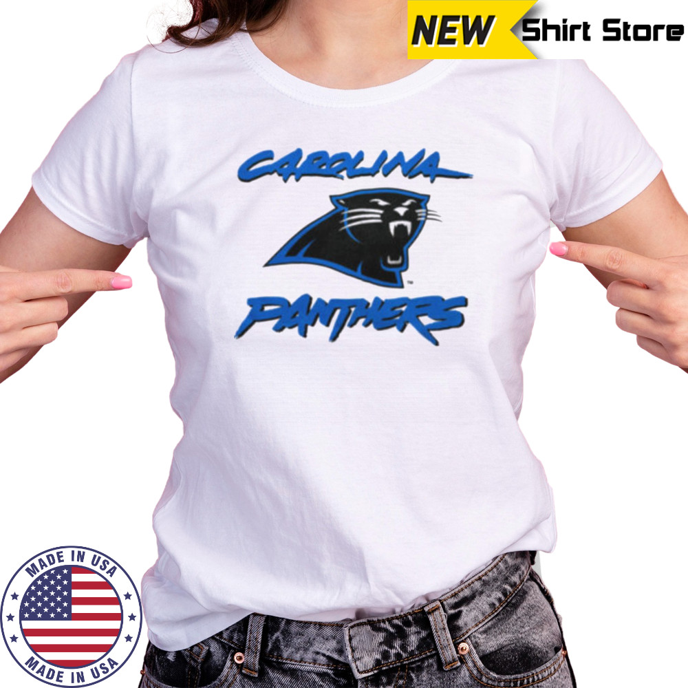 90’s Carolina Panthers Vintage White Cat Scratch Font NFL Plain Logo Shirt Women's T-shirt