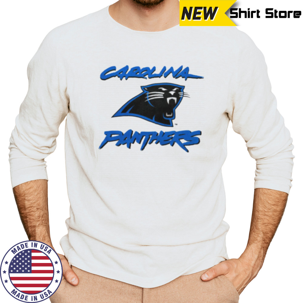 90’s Carolina Panthers Vintage White Cat Scratch Font NFL Plain Logo Shirt Long Sleeved