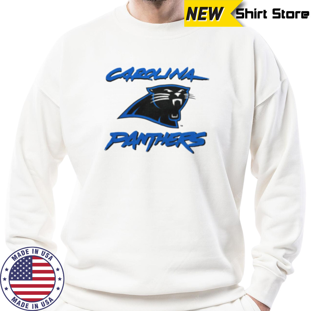 90’s Carolina Panthers Vintage White Cat Scratch Font NFL Plain Logo Shirt Sweatshirt