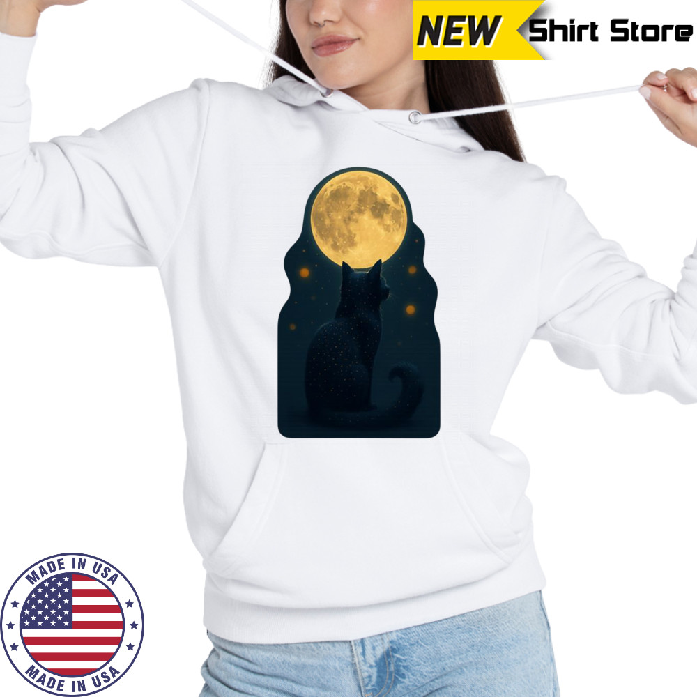 Black Cat And Full Moon T-shirt Hoodie