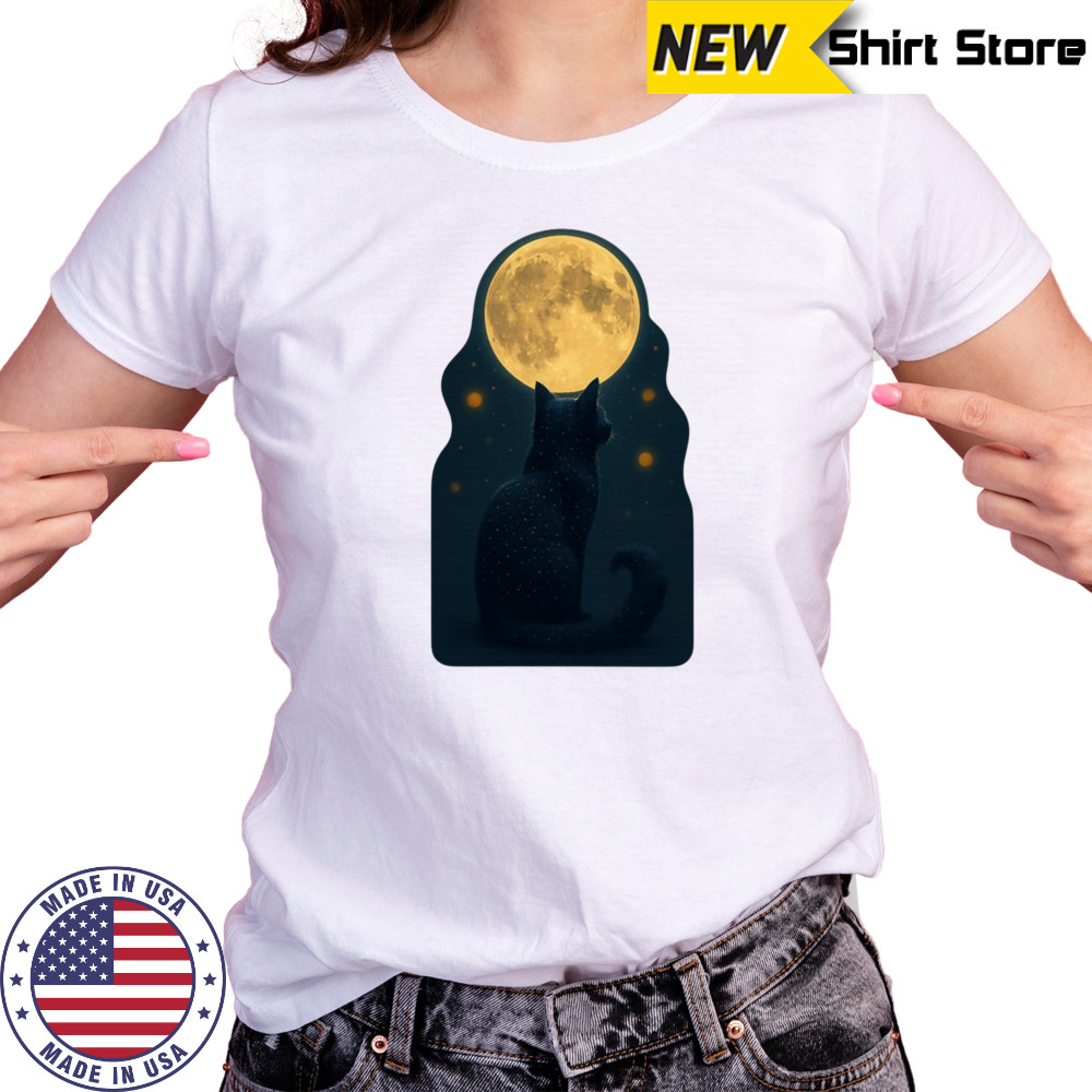 Black Cat And Full Moon T-shirt Women's T-shirt