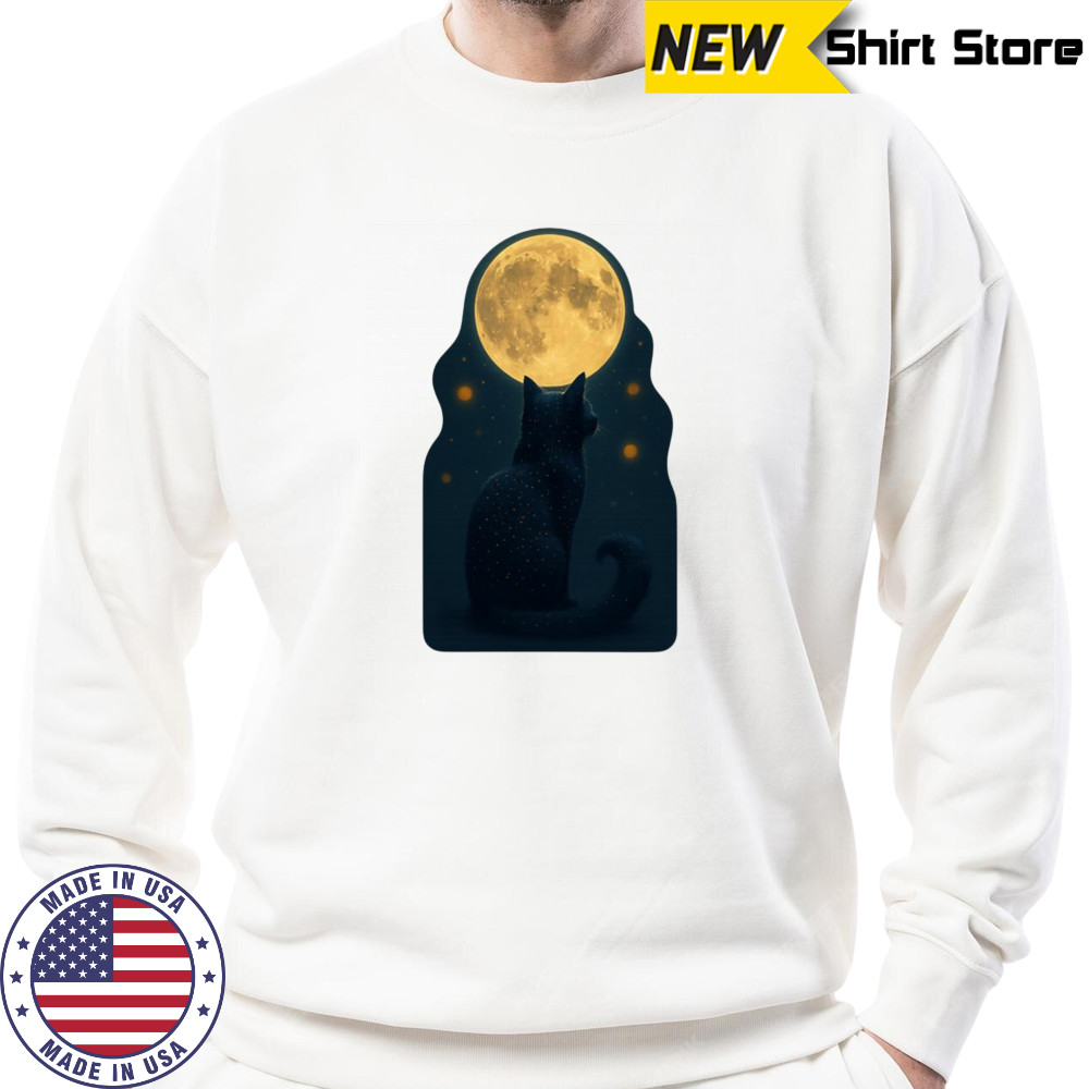 Black Cat And Full Moon T-shirt Sweatshirt
